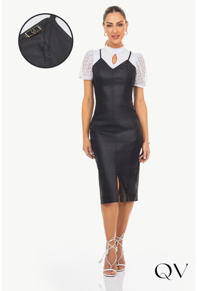 VESTIDO TUBINHO RESINADO PRETO - VIA TOLETNINO VESTIDO TUBINHO RESINADO PRETO - VIA TOLETNINO