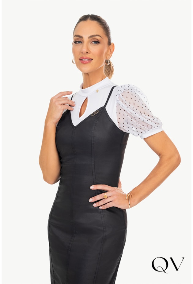 VESTIDO TUBINHO RESINADO PRETO - VIA TOLETNINO VESTIDO TUBINHO RESINADO PRETO - VIA TOLETNINO