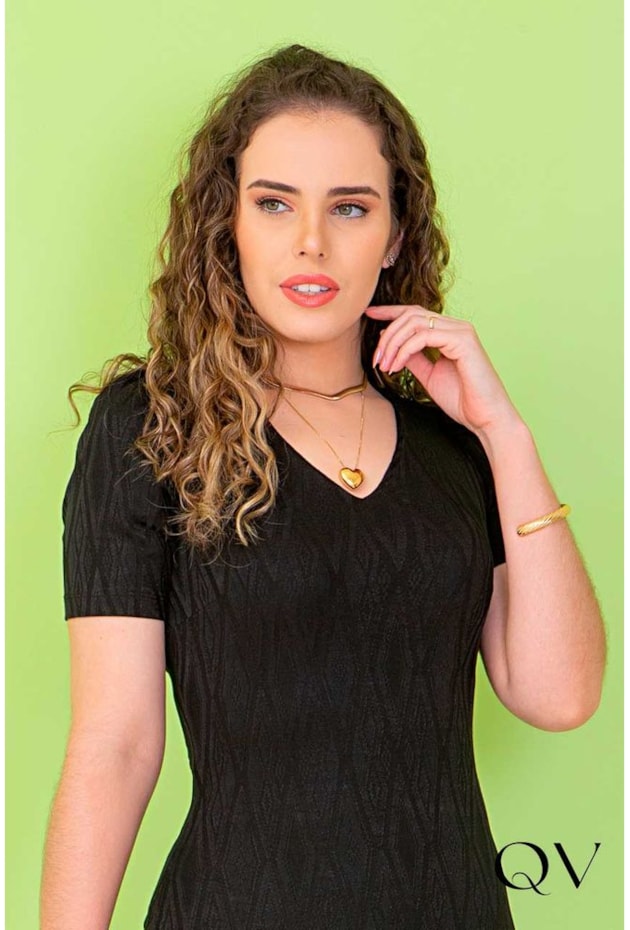 VESTIDO TUBINHO TEXTURIZADO PRETO - PURO SHARMY