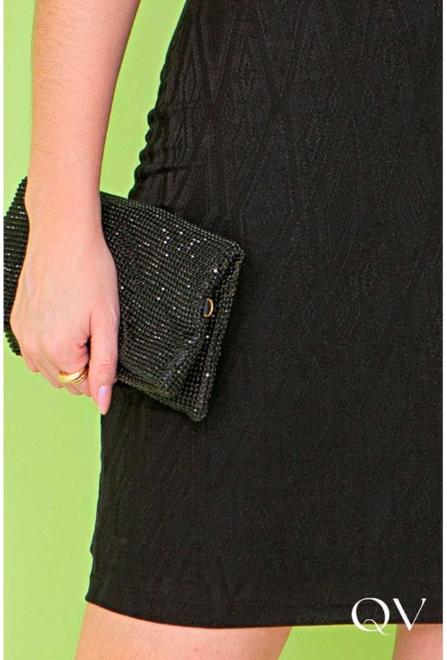 VESTIDO TUBINHO TEXTURIZADO PRETO - PURO SHARMY VESTIDO TUBINHO TEXTURIZADO PRETO - PURO SHARMY