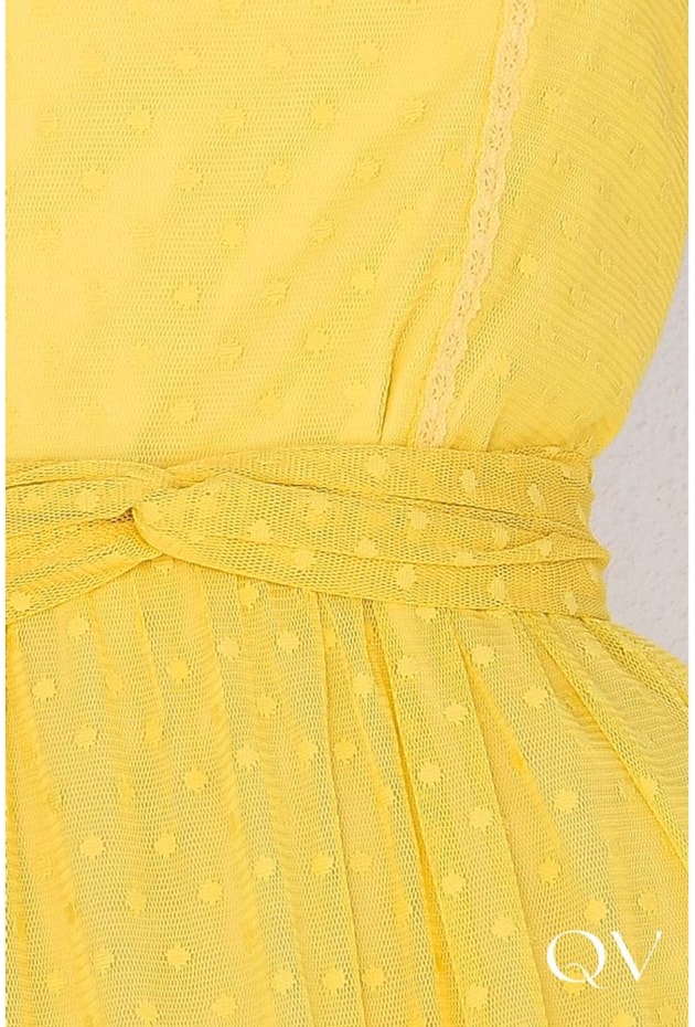 VESTIDO TULE COM POÁ AMARELO - LUZIA FAZZOLLI