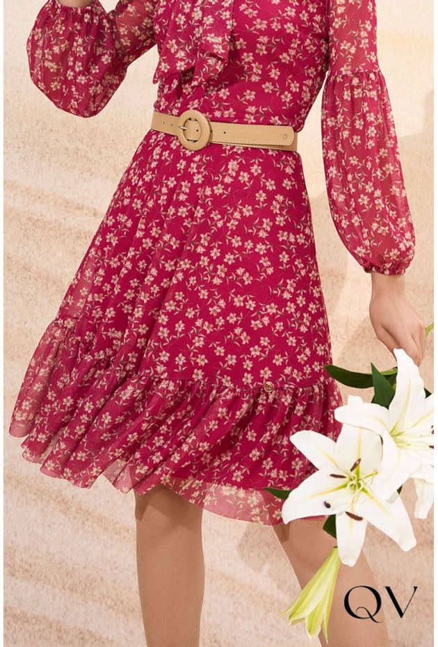 VESTIDO TULE ESTAMPA LIBERTY FLORAL PINK - VIA TOLENTINO