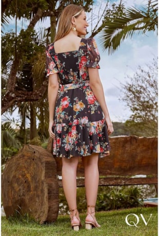 VESTIDO TULE FLORAL PRETO - JANY PIM