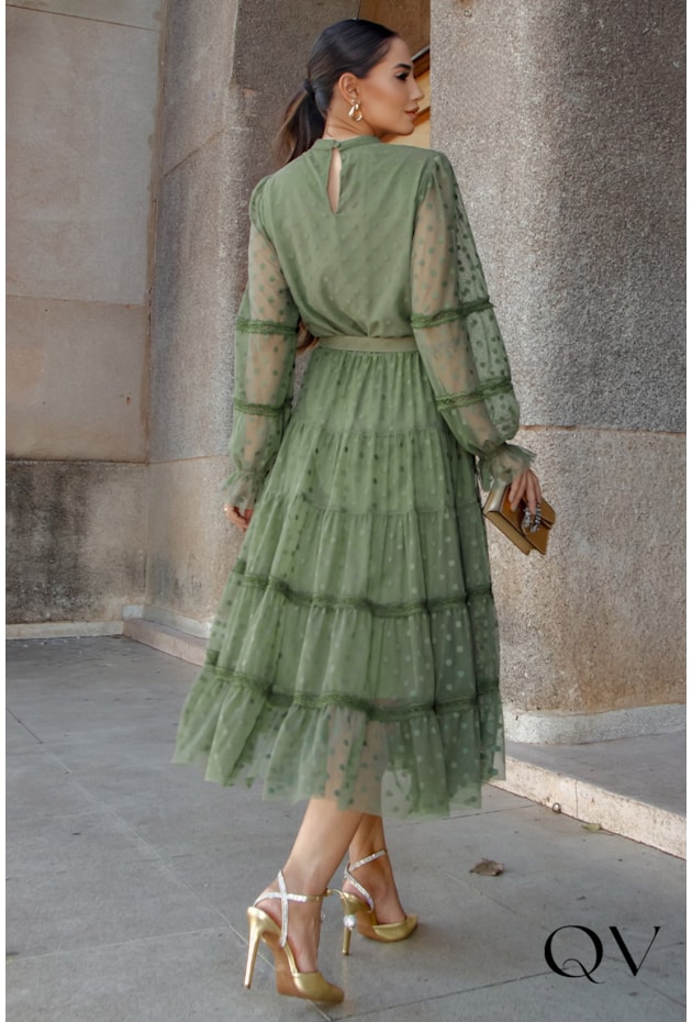 VESTIDO TULE POÁ VERDE ESCURO - LUZIA FAZZOLLI VESTIDO TULE POÁ VERDE ESCURO - LUZIA FAZZOLLI