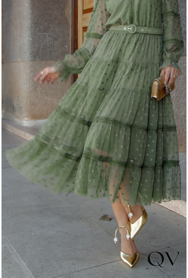 VESTIDO TULE POÁ VERDE ESCURO - LUZIA FAZZOLLI VESTIDO TULE POÁ VERDE ESCURO - LUZIA FAZZOLLI