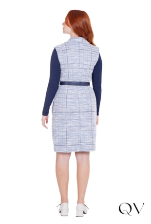 VESTIDO TWEED EM MALHA AZUL - HAPUK