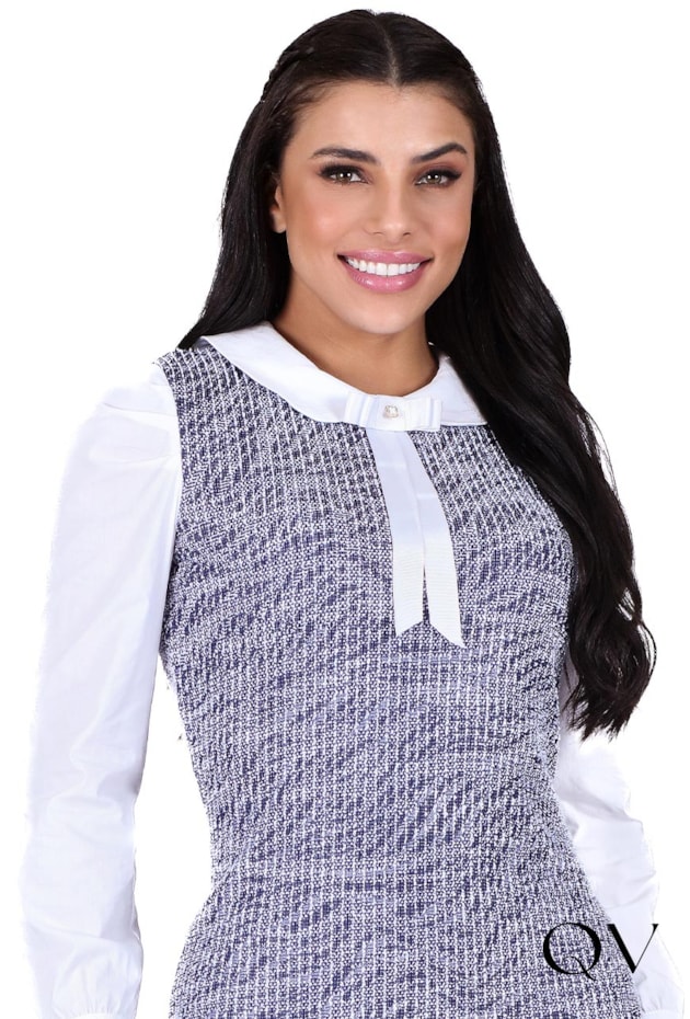 VESTIDO TWEED GOLA LAÇO AZUL - HAPUK VESTIDO TWEED GOLA LAÇO AZUL - HAPUK