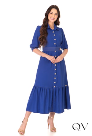 VESTIDO VISCOLINHO AZUL ROYAL - HAPUK