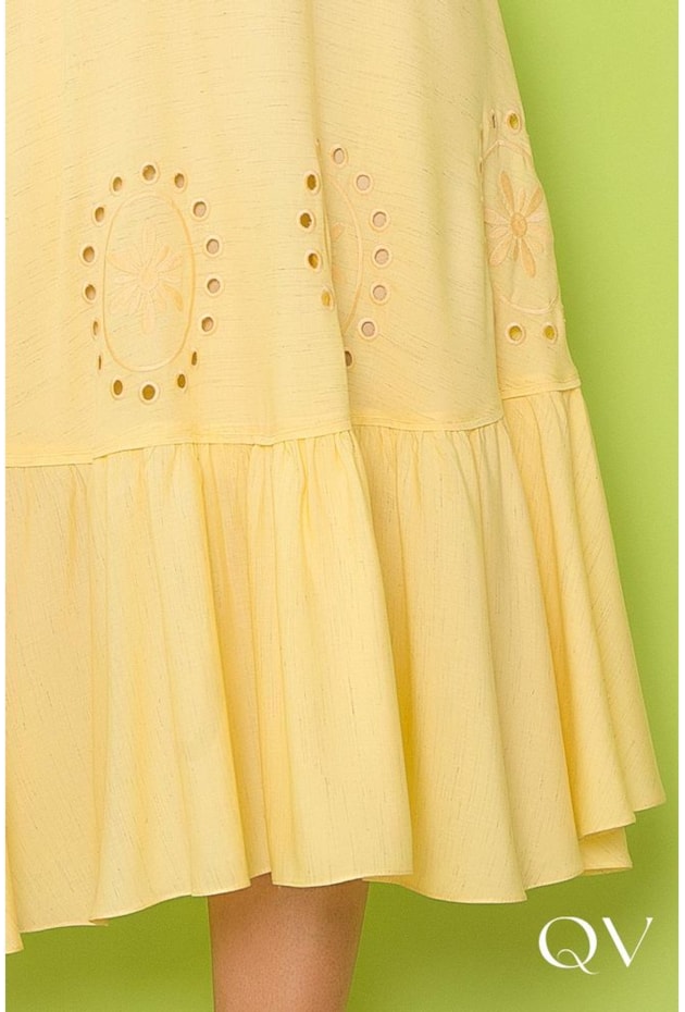 VESTIDO VISCOLINHO BORDADO AMARELO - PURO SHARMY VESTIDO VISCOLINHO BORDADO AMARELO - PURO SHARMY