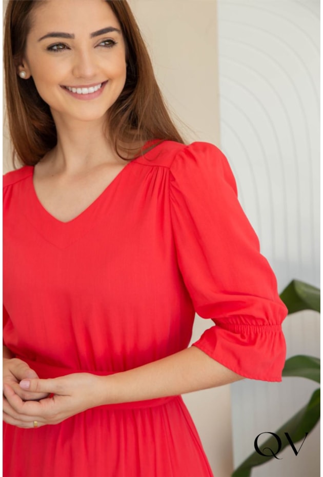 VESTIDO VISCOLINHO MAXI MIDI CORAL - VALENTINA SIRRAH VESTIDO VISCOLINHO MAXI MIDI CORAL - VALENTINA SIRRAH