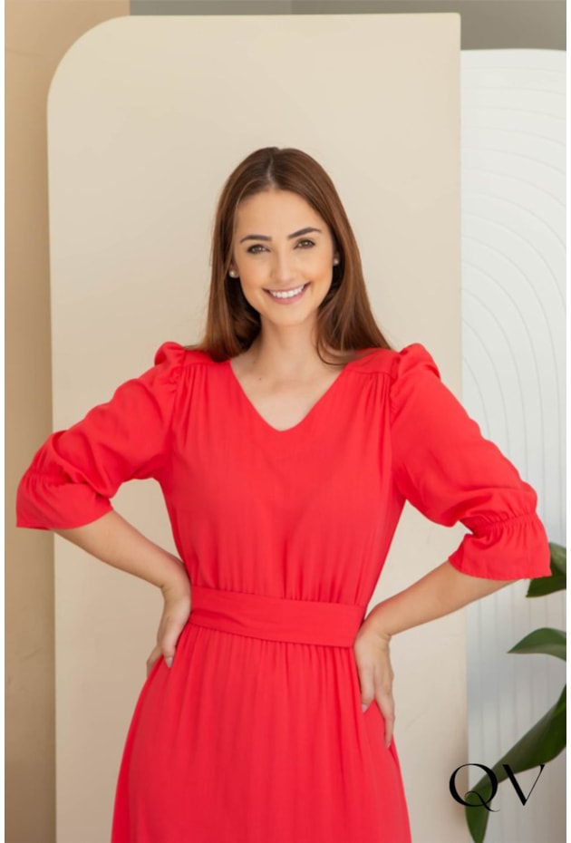 VESTIDO VISCOLINHO MAXI MIDI CORAL - VALENTINA SIRRAH VESTIDO VISCOLINHO MAXI MIDI CORAL - VALENTINA SIRRAH