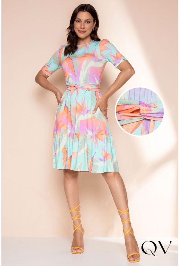 VESTIDO VISCOLYCRA ESTAMPA FLORAL AQUARELA - LEKAZIS VESTIDO VISCOLYCRA ESTAMPA FLORAL AQUARELA - LEKAZIS