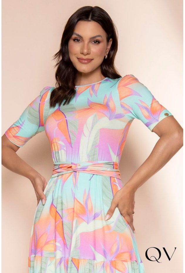 VESTIDO VISCOLYCRA ESTAMPA FLORAL AQUARELA - LEKAZIS VESTIDO VISCOLYCRA ESTAMPA FLORAL AQUARELA - LEKAZIS