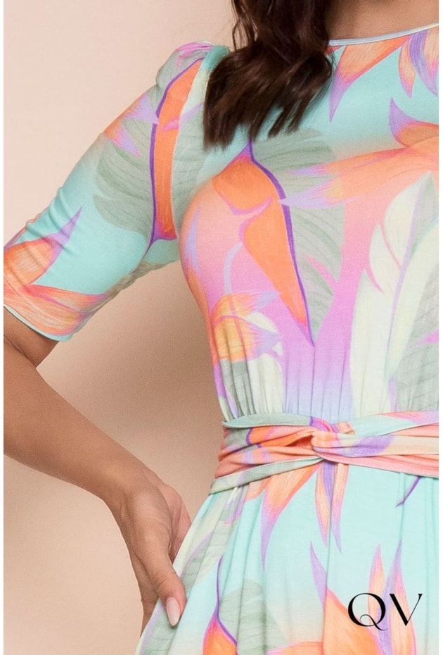 VESTIDO VISCOLYCRA ESTAMPA FLORAL AQUARELA - LEKAZIS VESTIDO VISCOLYCRA ESTAMPA FLORAL AQUARELA - LEKAZIS