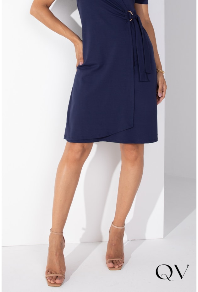 VESTIDO VISCOLYCRA TRANSPASSADO MARINHO - LEKAZIS