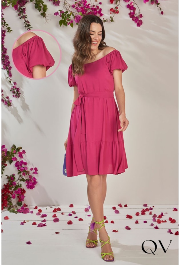 VESTIDO VISCOSE CIGANINHA FÚCSIA - JANY PIM VESTIDO VISCOSE CIGANINHA FÚCSIA - JANY PIM