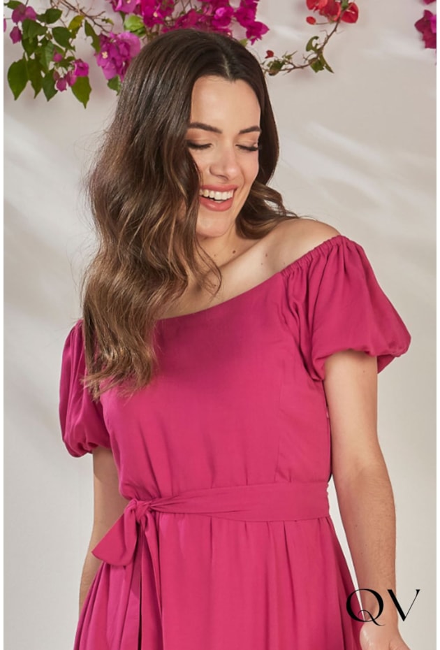 VESTIDO VISCOSE CIGANINHA FÚCSIA - JANY PIM VESTIDO VISCOSE CIGANINHA FÚCSIA - JANY PIM