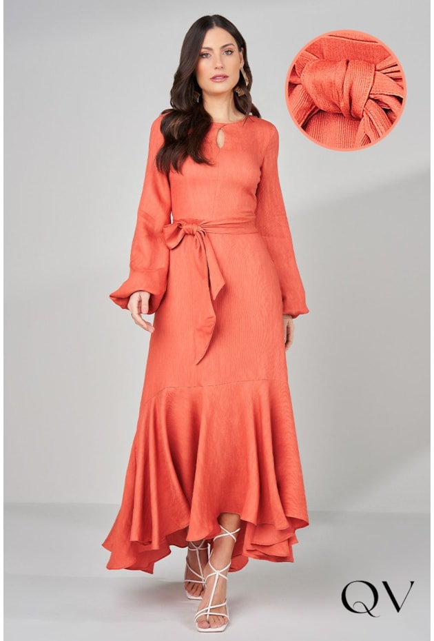 VESTIDO VISCOSE MAXI MIDI CORAL - TITANIUM JEANS VESTIDO VISCOSE MAXI MIDI CORAL - TITANIUM JEANS
