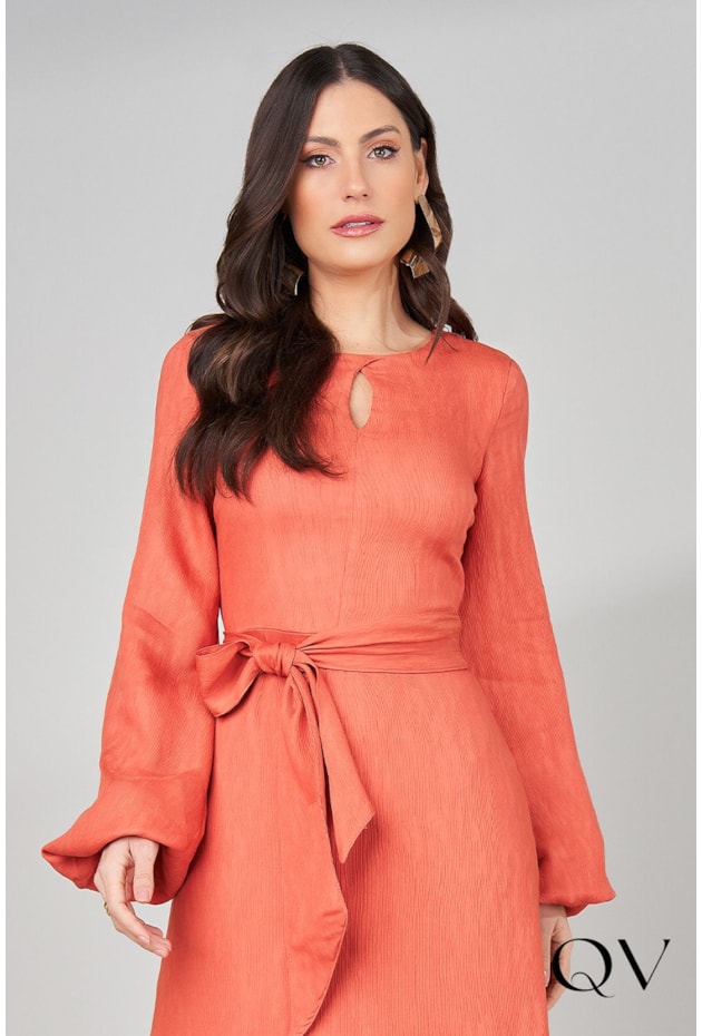 VESTIDO VISCOSE MAXI MIDI CORAL - TITANIUM JEANS VESTIDO VISCOSE MAXI MIDI CORAL - TITANIUM JEANS