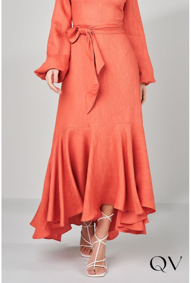 VESTIDO VISCOSE MAXI MIDI CORAL - TITANIUM JEANS