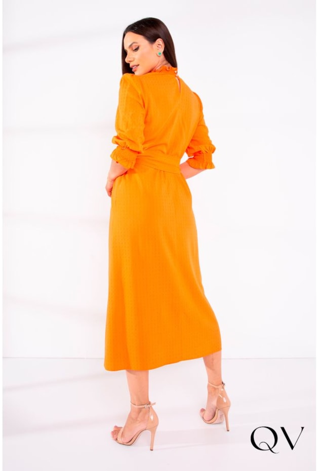 VESTIDO VISCOSE MAXI MIDI LARANJA - LEKAZIS VESTIDO VISCOSE MAXI MIDI LARANJA - LEKAZIS