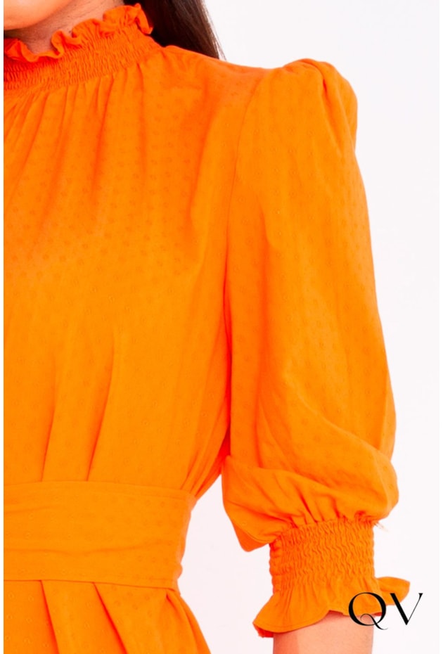 VESTIDO VISCOSE MAXI MIDI LARANJA - LEKAZIS