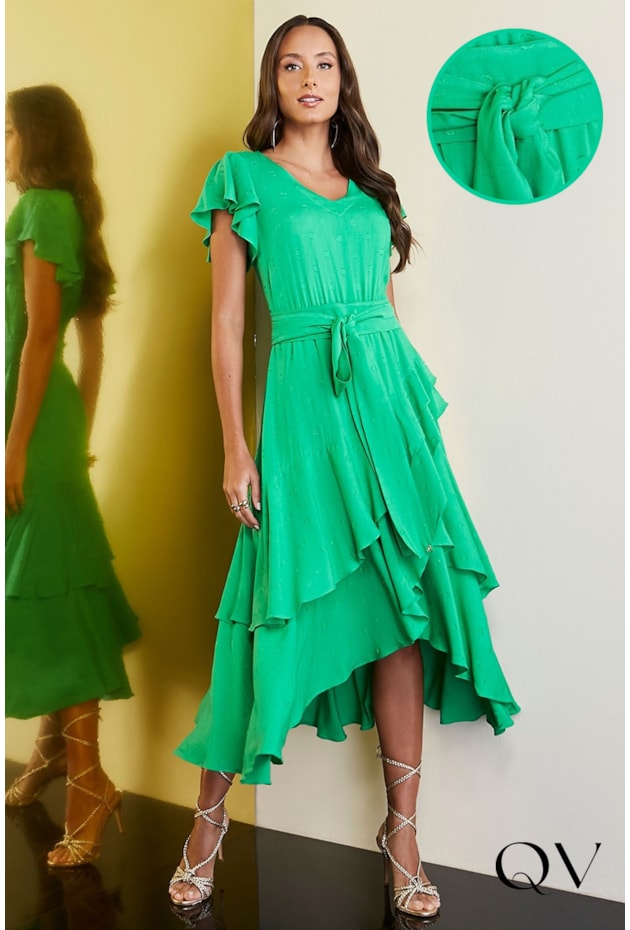 VESTIDO VISCOSE PIPOQUINHA VERDE - JANY PIM VESTIDO VISCOSE PIPOQUINHA VERDE - JANY PIM