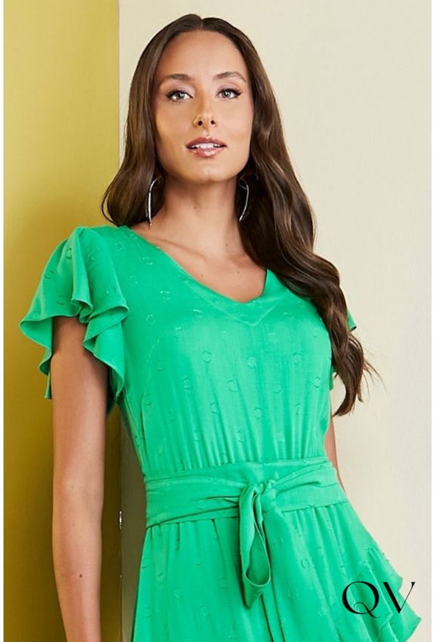 VESTIDO VISCOSE PIPOQUINHA VERDE - JANY PIM VESTIDO VISCOSE PIPOQUINHA VERDE - JANY PIM