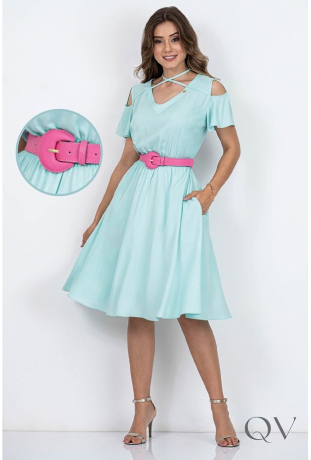 VESTIDO VISCOSE VAZADOS VERDE - VIA TOLENTINO VESTIDO VISCOSE VAZADOS VERDE - VIA TOLENTINO