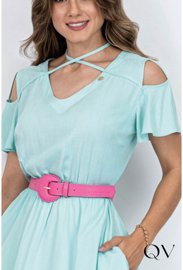 VESTIDO VISCOSE VAZADOS VERDE - VIA TOLENTINO VESTIDO VISCOSE VAZADOS VERDE - VIA TOLENTINO