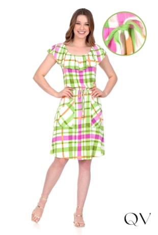 VESTIDO XADREZ COM BABADOS VERDE - HAPUK VESTIDO XADREZ COM BABADOS VERDE - HAPUK