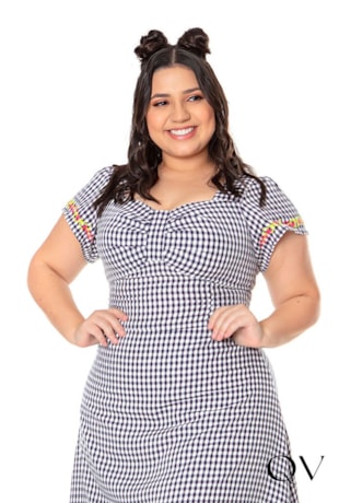 VESTIDO XADREZ DEC PRINCESA AZUL - HAPUK