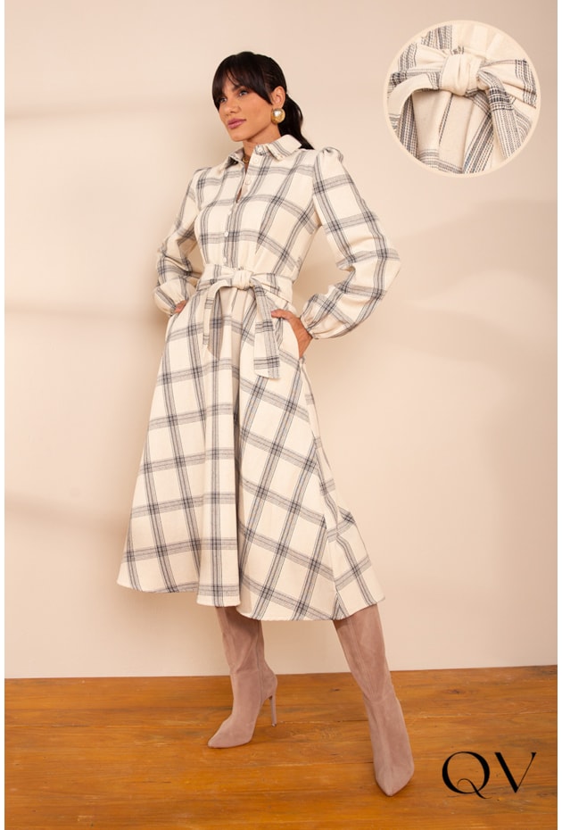 VESTIDO XADREZ FLANELADO CRU - LEKAZIS VESTIDO XADREZ FLANELADO CRU - LEKAZIS